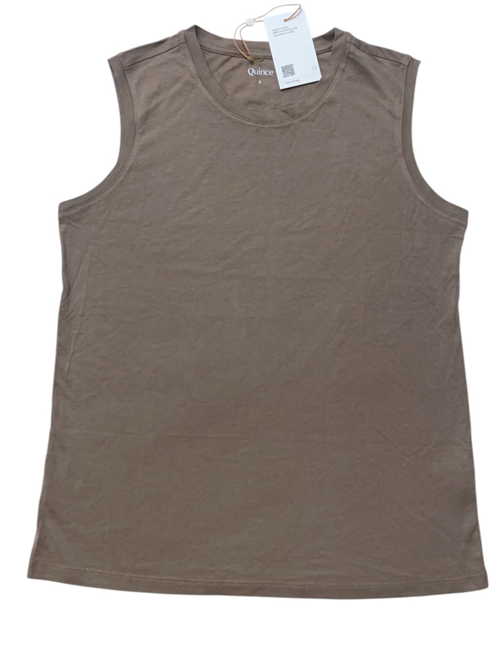Quince Cotton Modal Crew Neck Muscle Tank Top Dark Taupe Minimalist Small NWT - Picture 6 of 6